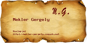 Mekler Gergely névjegykártya
